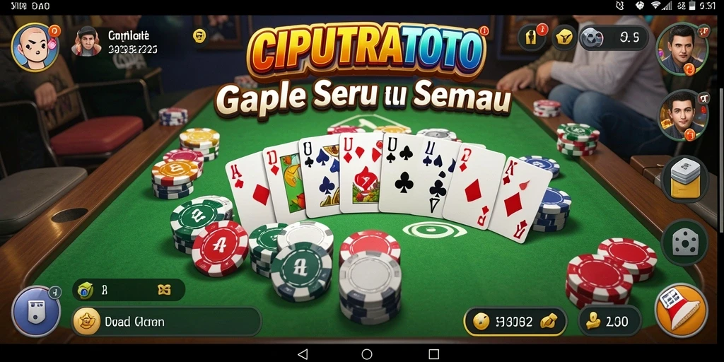 Screenshot permainan Gaple yang menampilkan antarmuka CIPUTRATOTO.