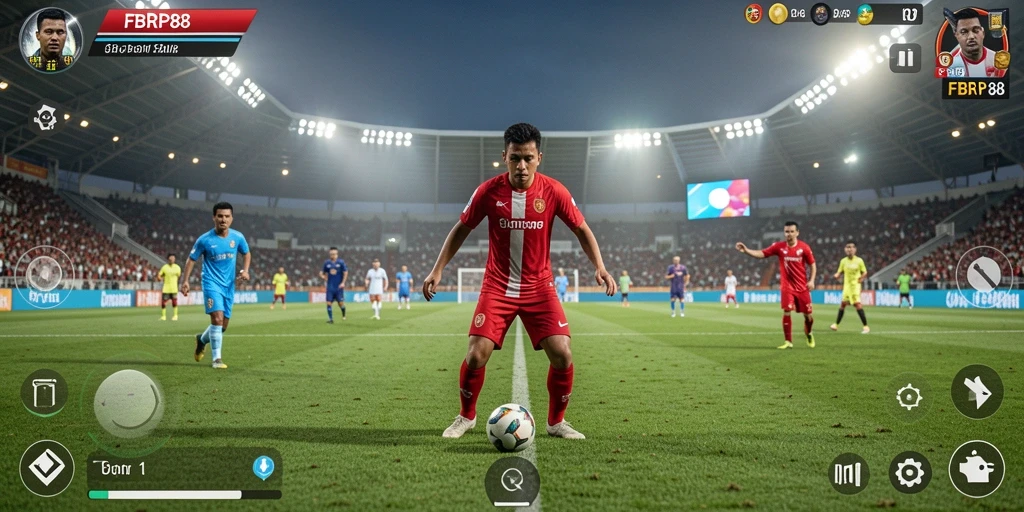 Tampilan gameplay FBRP88 yang mendebarkan dan penuh aksi sepak bola.