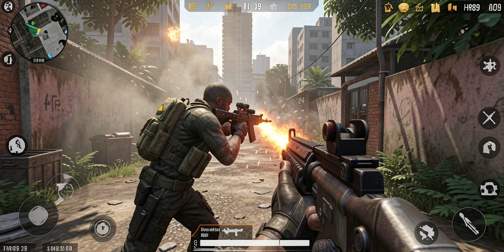 Screenshot utama HR89 menampilkan aksi seru dalam gameplay TPS.
