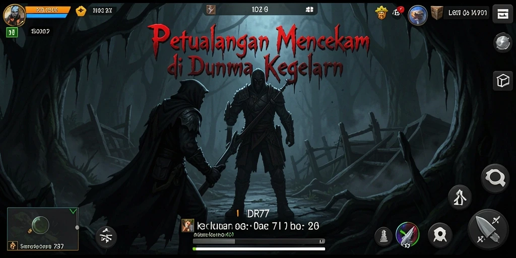 Tampilan gameplay yang menegangkan dalam IDR77 dengan suasana gelap.