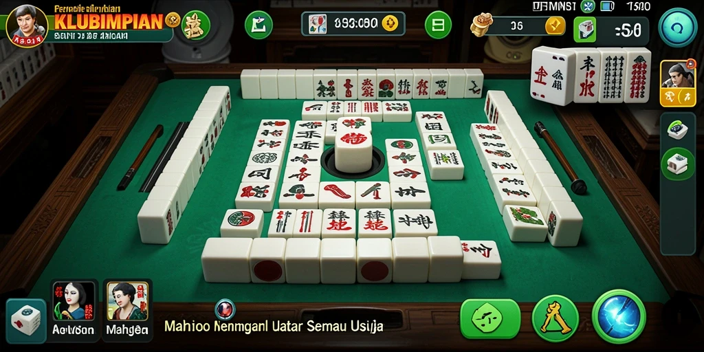 Tampilan gameplay KLUBIMPIAN dengan ubin Mahjong yang berwarna-warni.