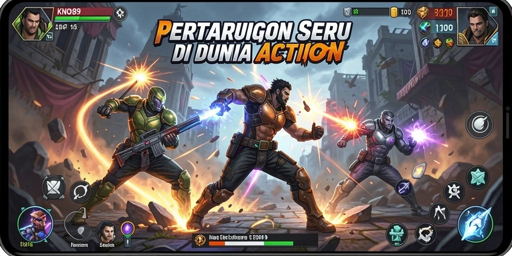 Screenshot KNO89 menampilkan aksi pertarungan yang mendebarkan di arena.