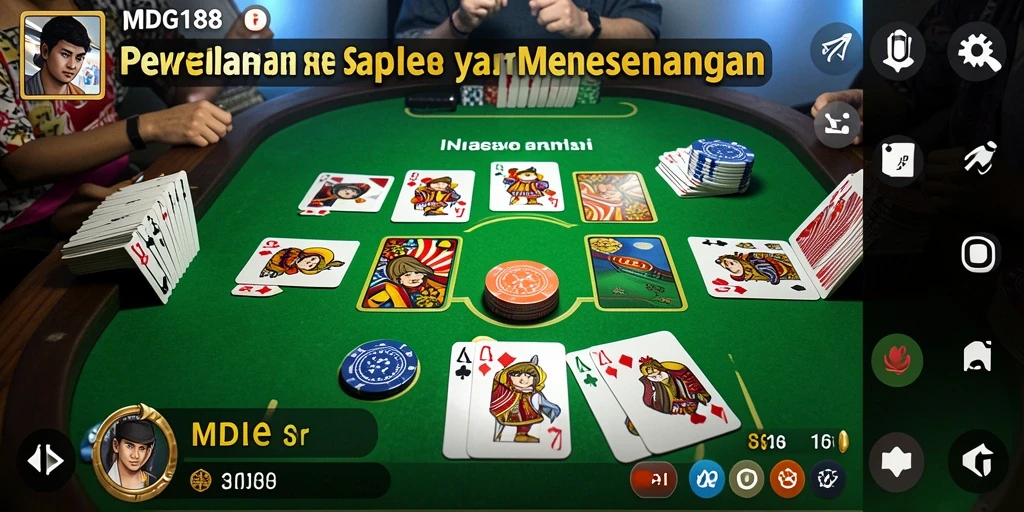 Screenshot gameplay MDG188 menampilkan suasana permainan Gaple yang seru.