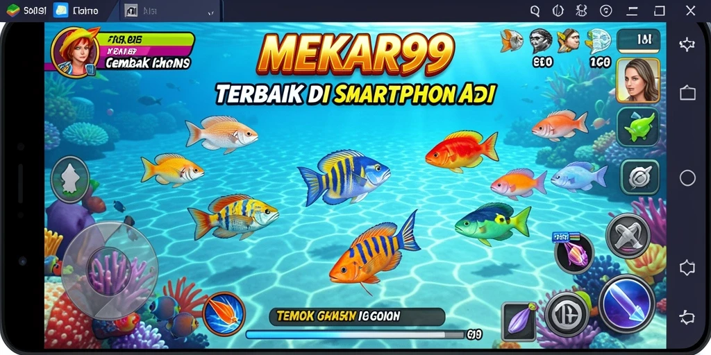 Tangkapan layar gameplay MEKAR99 menampilkan aksi menembak ikan yang seru.