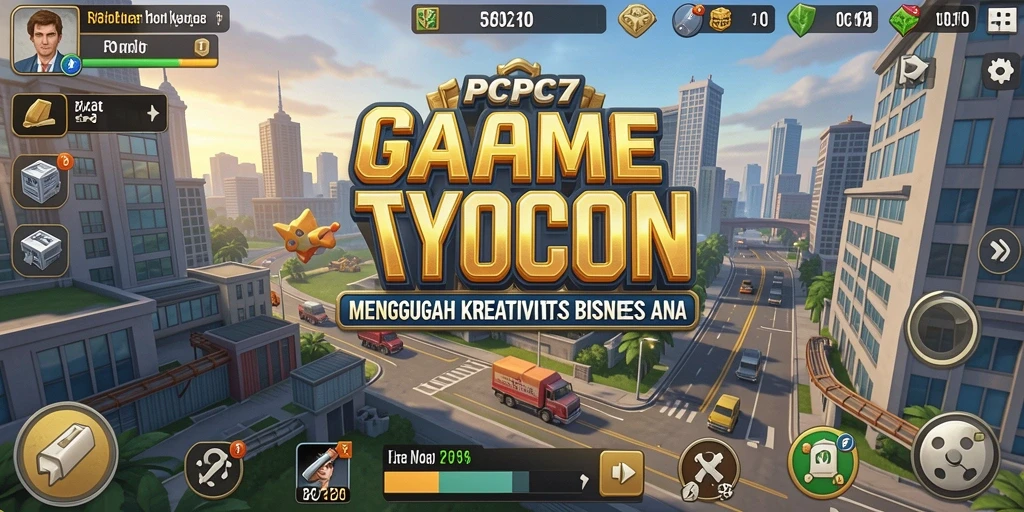 Tampilan gameplay seru dalam PCPC7 yang menunjukkan dinamika bisnis.