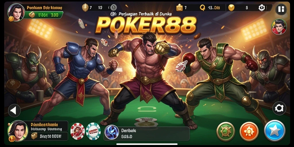 Screenshot POKER88 menampilkan pertarungan mendebarkan di arena.